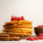 front view delicious round pancakes yummy round formed with cranberries pancake pastry dessert